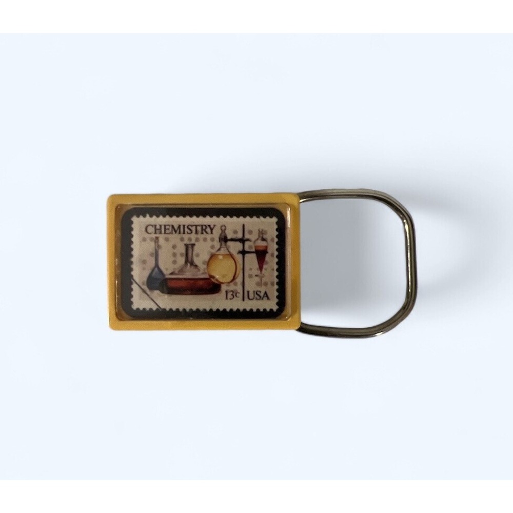 VINTAGE postage stamp key ring Chemistry Centenary 1976 USA $.13